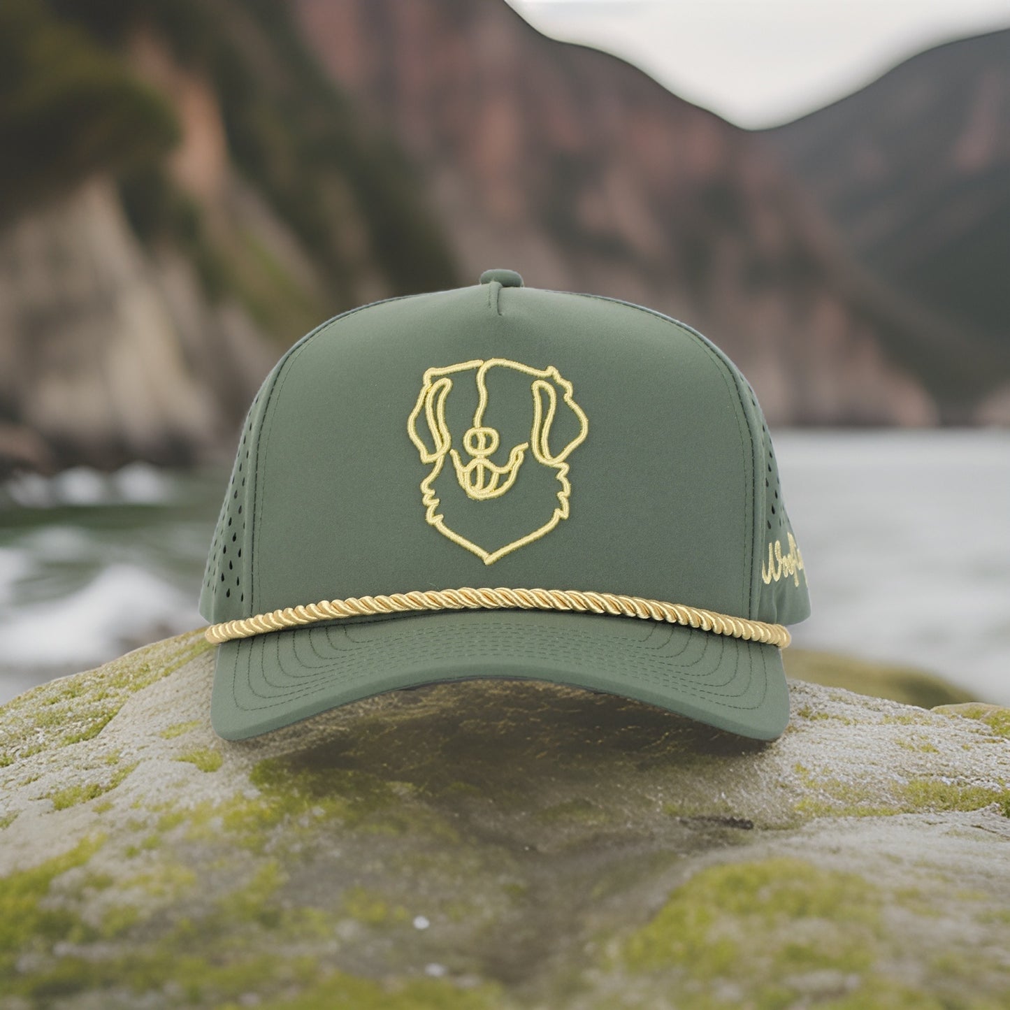 (Back Ordered) Jameson | Golden Retriever Hat (Green/Gold)